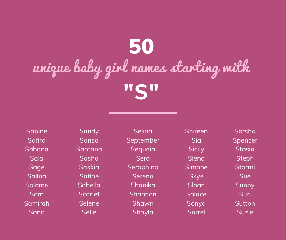 50 UNIQUE Baby Girl Names Starting With S Annie Baby Monitor