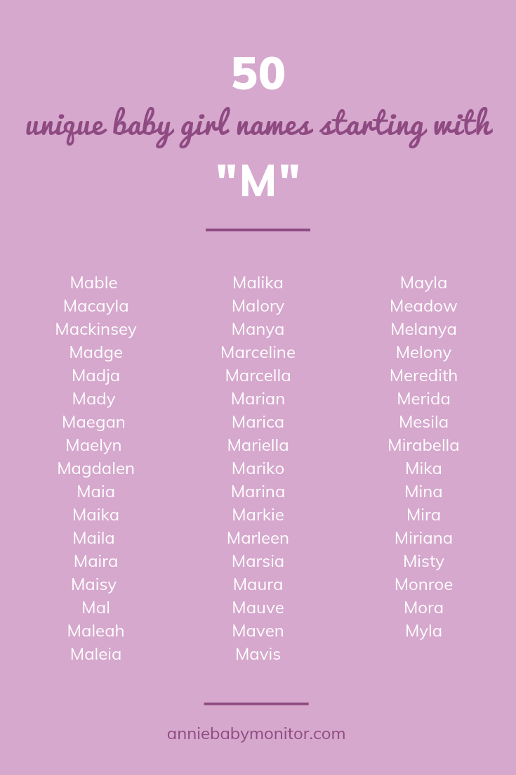 50 UNIQUE Baby Girl Names Starting With M Annie Baby Monitor